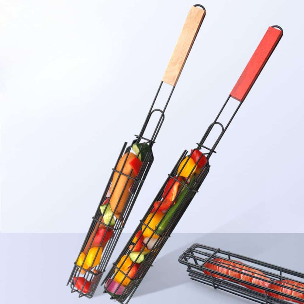 Portable BBQ Grilling Basket, Stainless Steel Nonstick Barbecue Grill Basket, Wooden Handle Barbecue Grill Basket, Barbecue Grill Mesh Rack, Coating Clamp Holder, Barbecue Picnic Camping Tools, Reusable Anti Corrosion Wooden Handle Barbecue Tool Portable BBQ Grilling Basket, Stainless Steel Nonstick Barbecue Grill Basket, Wooden Handle Barbecue Grill Basket, Barbecue Grill Mesh Rack, Coating Clamp Holder, Barbecue Picnic Camping Tools, Reusable Anti Corrosion Wooden Handle Barbecue Tool